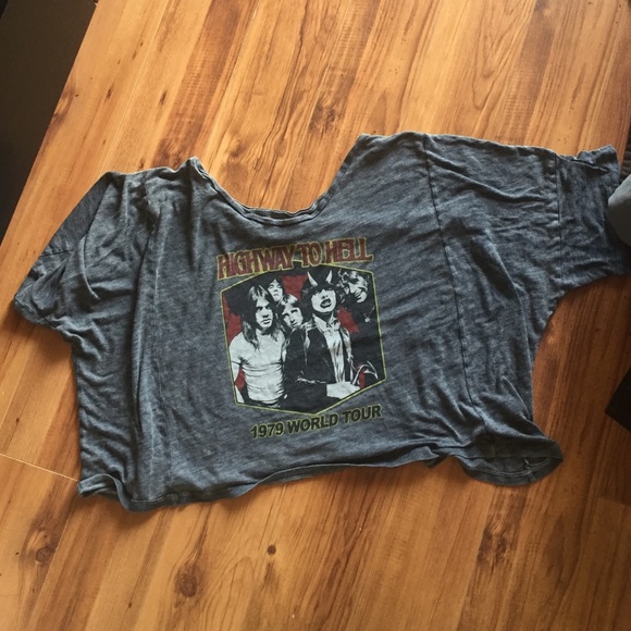 Off the shoulder acdc shirt