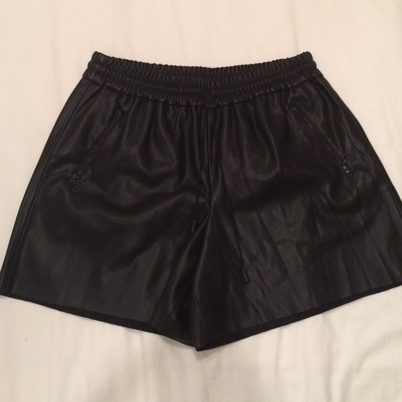 NWT Zara Premium Soft Leather Black Shorts