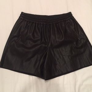 NWT Zara Premium Soft Leather Black Shorts