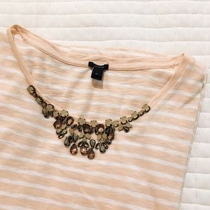 FINAL PRICE J. Crew Striped Jeweled Collared Top