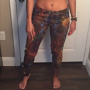 Multi color snake print pants