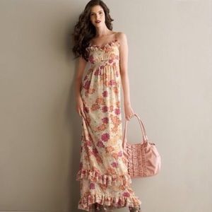 Floral maxi with ruffled bottom, adjustable straps