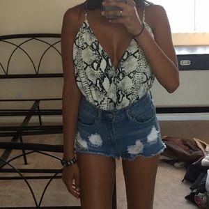 TOBI Snakeskin Wrap Bodysuit