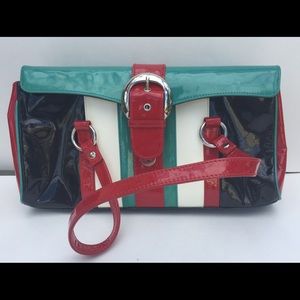 Isabella Fiore patent leather  red black handbag