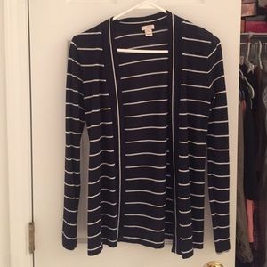 J. Crew Blue and White Striped Cardigan Size XXS