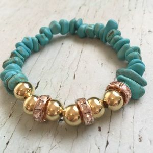 Handmade Turquoise and gold bracelet