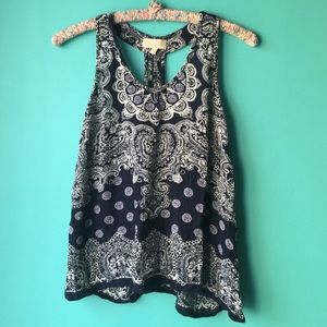 Printed racer back tank top
