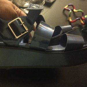 Navy platform sandals