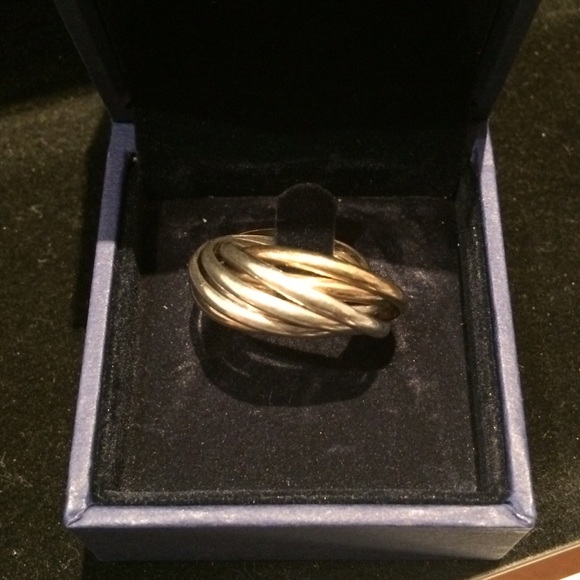 Multi loop ring silver and gold