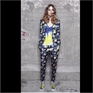 MSGM Multicolor Floral Print Silk Trouser Pants
