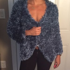 Furry teal jacket