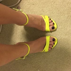 neon strappy heels