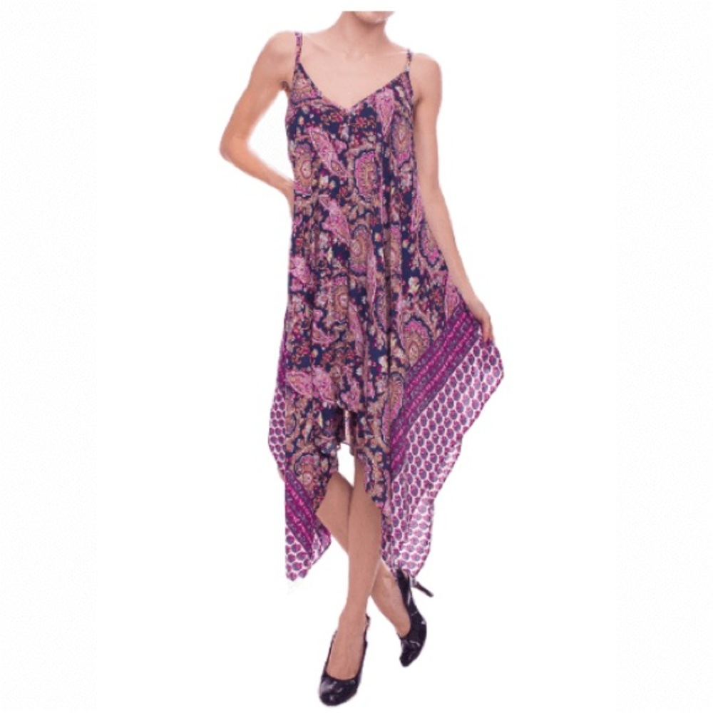 Paisley Print Dress V Neck Loose Fit Maxi