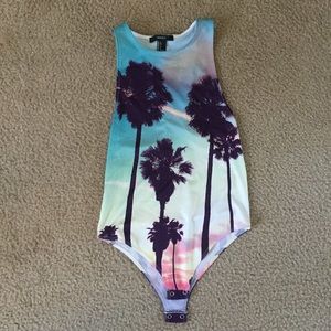 F21 Palm Tree Bodysuit
