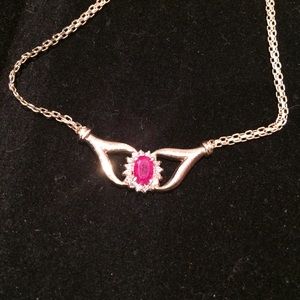Ruby and diamond 18ct gold necklace