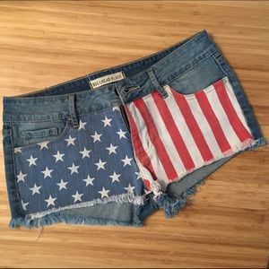 American Flag Jean Shorts
