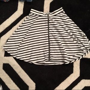 Black and white striped skirt with zipper up front