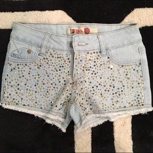 Brand new jean shorts with assorted crystals!
