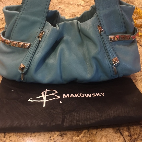 B makowsky studded Tiffany blue leather bag