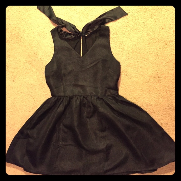 Black mini dress with zipper and tie closure