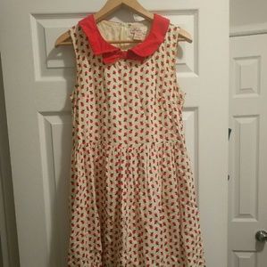 Apple print peter pan collar dress