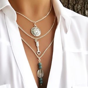 Handmade multi layer necklace made by me.