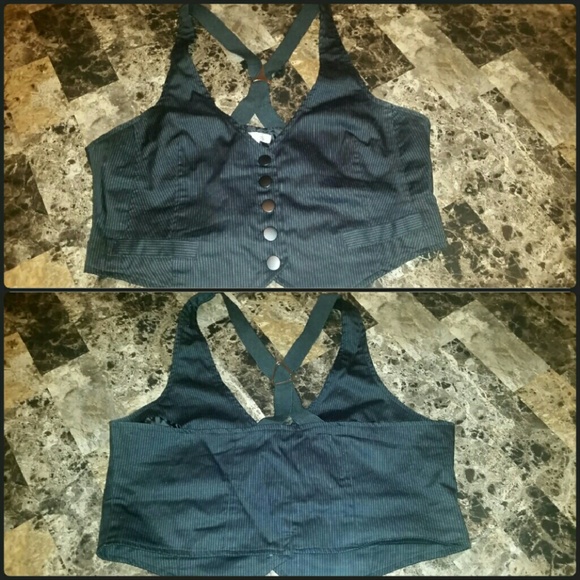 Black and White Pinstripe Vest