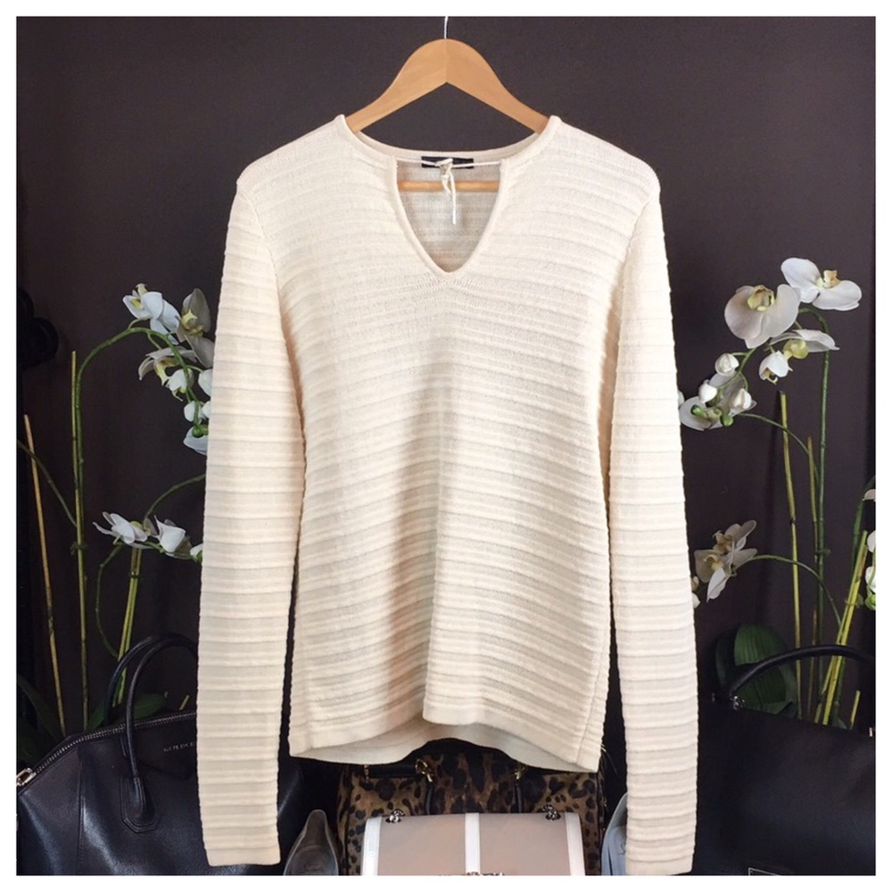 THE ROW Cream Ribbed Tunic Top - Picture 2 of 6