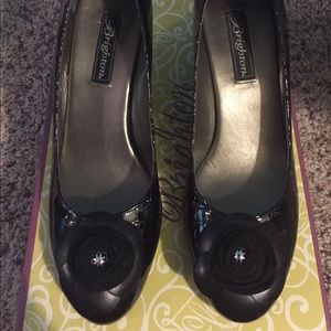 Black Patent Brighton Wedges