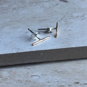 Sterling Silver Gold Bar Stud Earrings