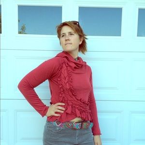 Anthropologie red pull over sweater