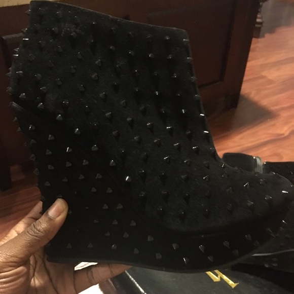 Black studded booties