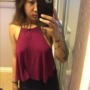 Maroon high neck crop top
