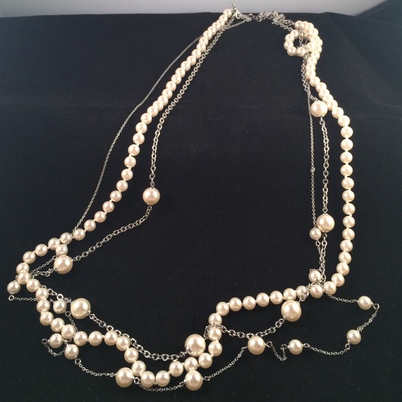 Cookie Lee Three Strand Long Pearl Necklace
