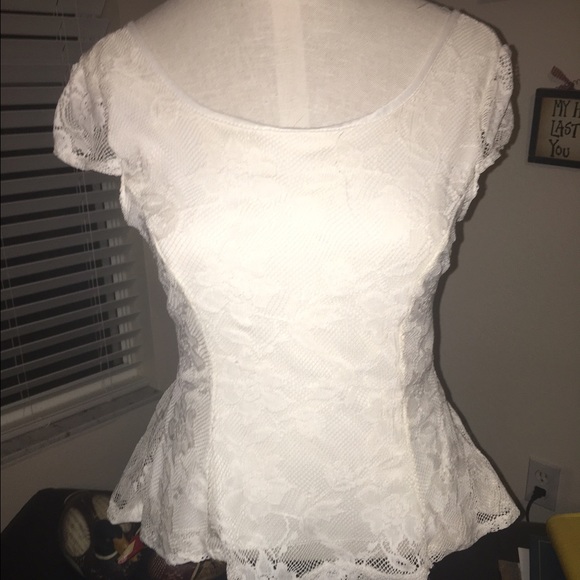 White Lace Bowback Blouse