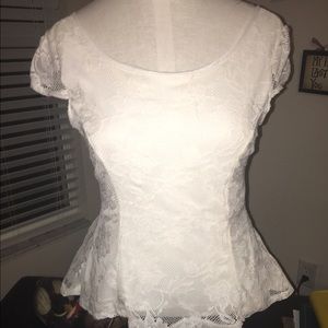 White Lace Bowback Blouse