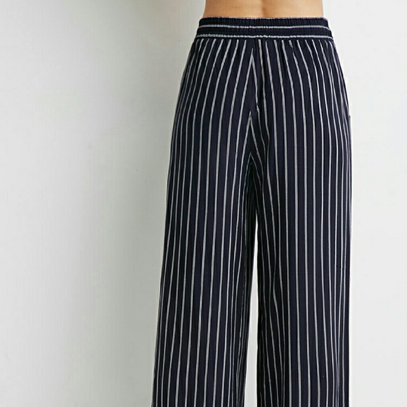 SOLD Forever 21 Navy Striped Wide Leg Pants - Picture 2 of 3
