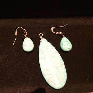 Turquoise earrings and necklace set