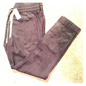 Grey/brown jogger pants with sheen