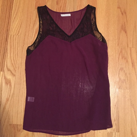 Hinge sheer purple and black lace top