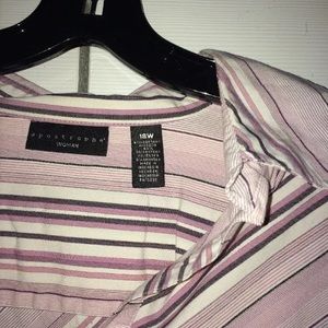 Apostrophe Women Button Down Blouse Purple Stripe