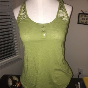 Olive Lace Crisscross Back Tank Top