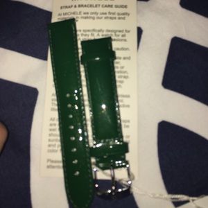 Green patent leather Michele watch strap 18"