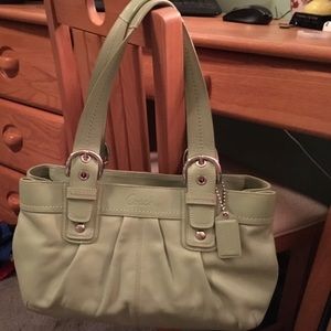 Light green authentic Coach leather handbag