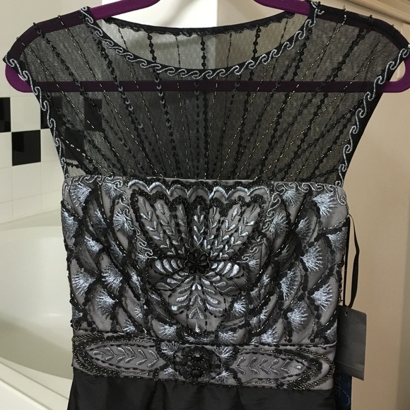 Sue Wong Black Grey Formal Beaded Dress Size 0