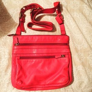 Red Fossil Cross Body