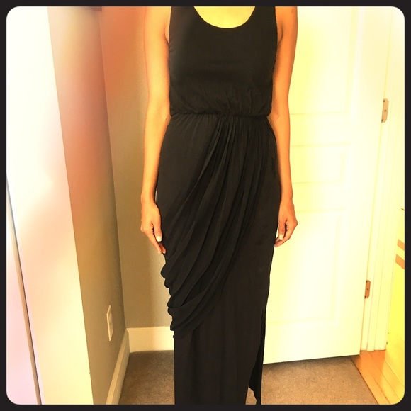 Alice+Olivia Rinn Silk/Jersey Maxi Dress (BlackXS) - Picture 1 of 4
