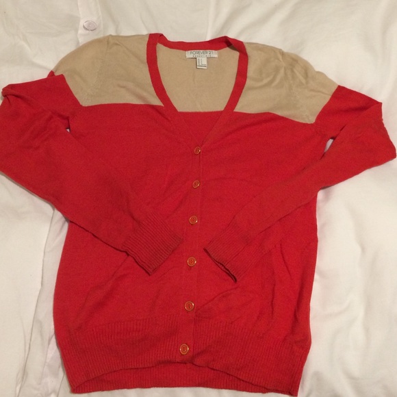 Red and Cream cardigan