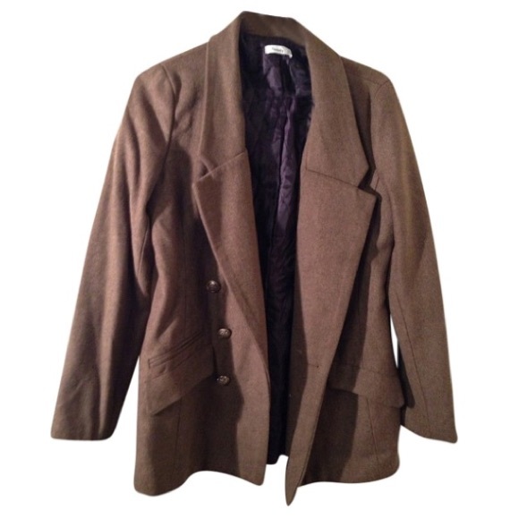 Taupe Coat with Gold Buttons