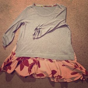 Grey tunic with pink floral underlay
